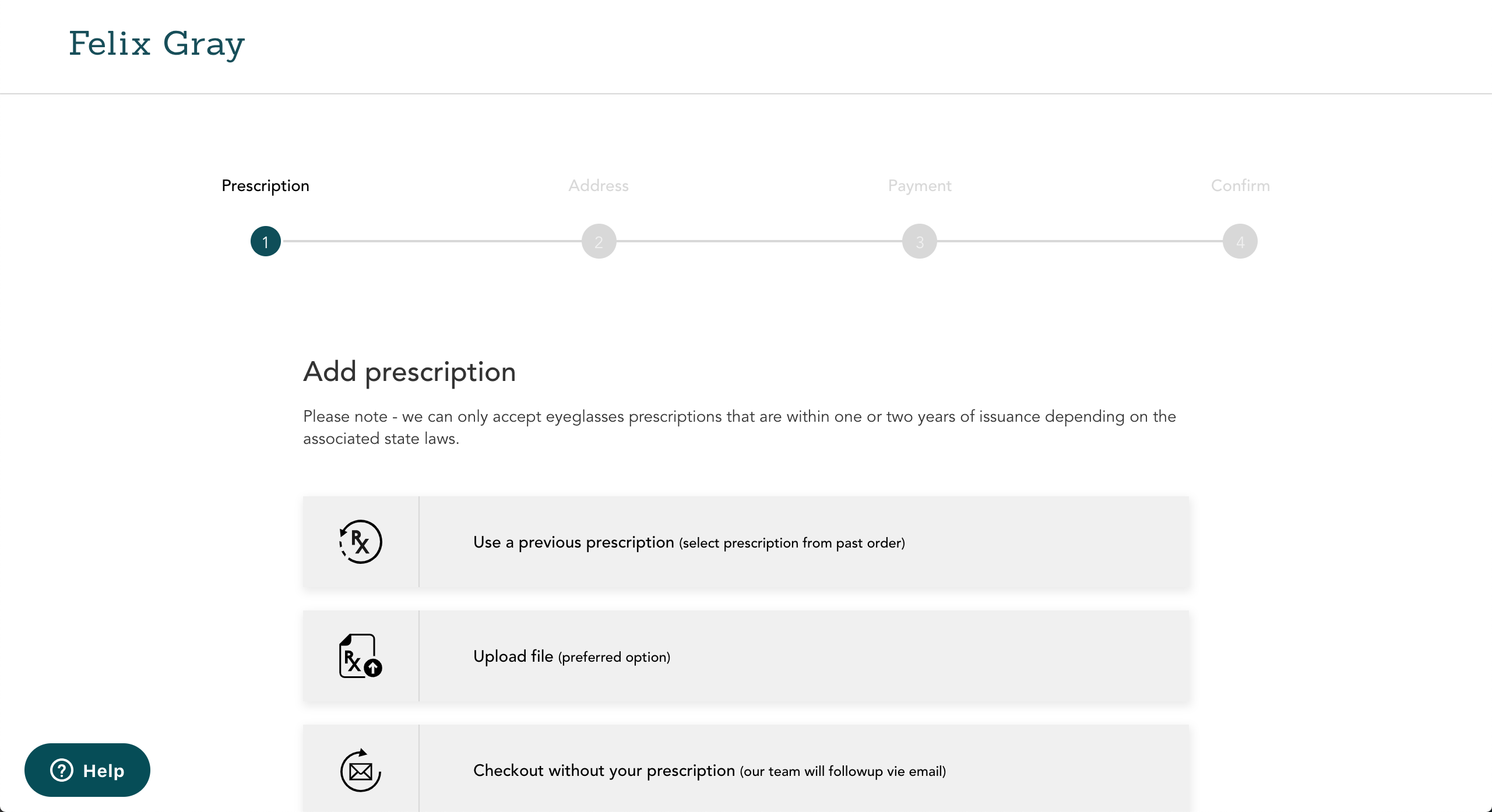 FG checkout prescription step