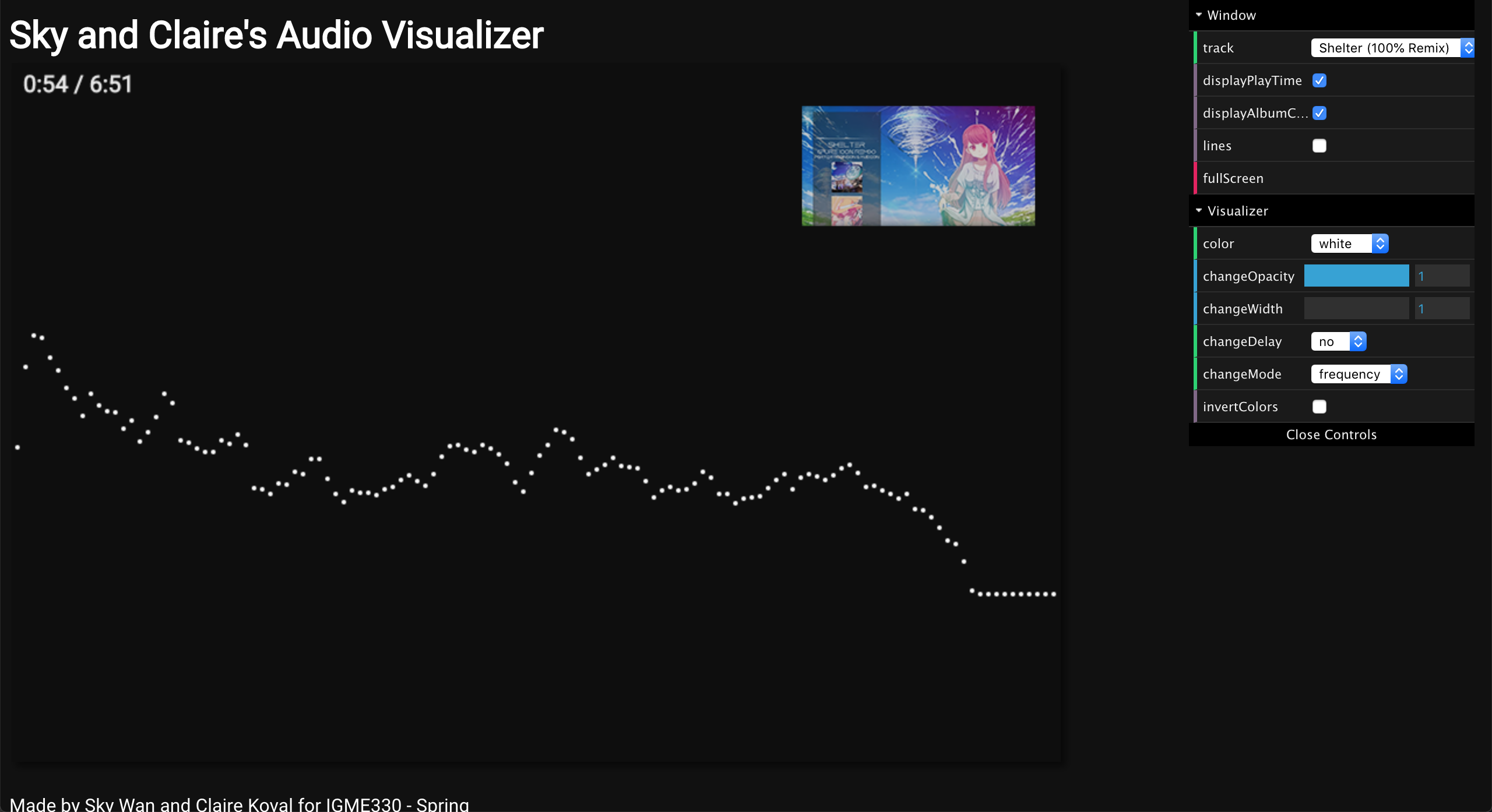 Audio visualizer interface